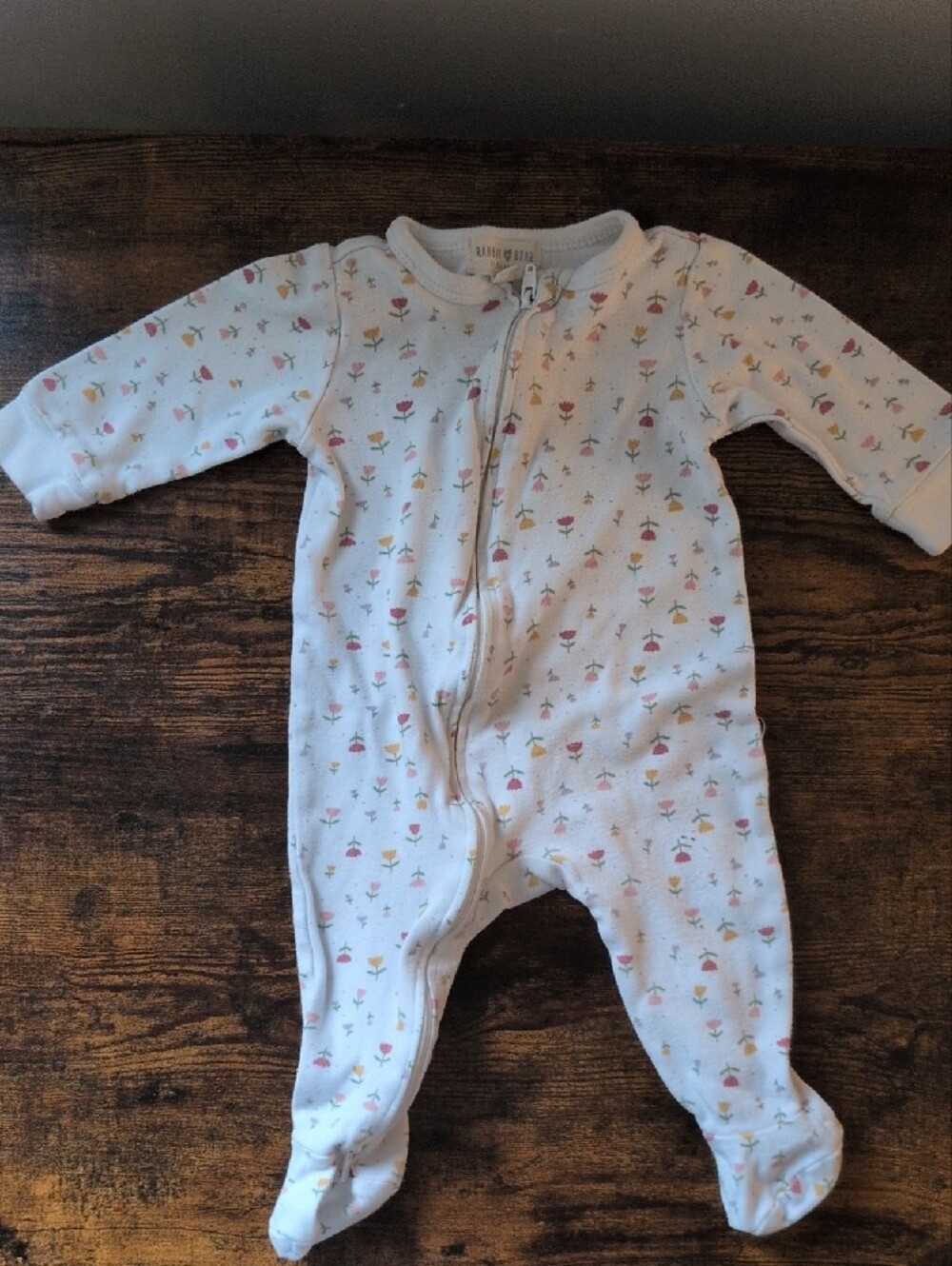 5/$25 Rabbit & Bear Organic White Baby Footie 6-9M